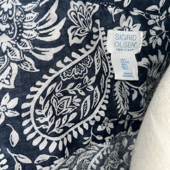 Sigrid Olsen 100% linen top size L - Picture 4 of 4